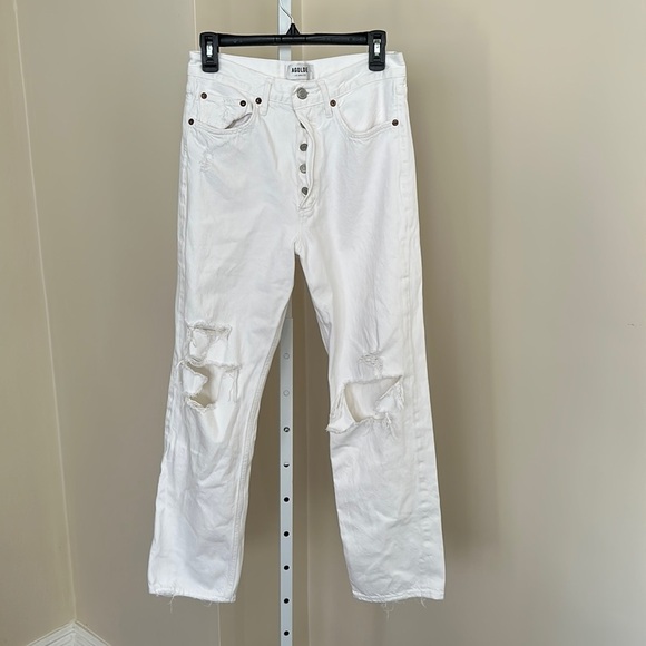 Agolde 90's Mid Rise Loose Fit White Jeans Size 26 in Vanish White - Picture 2 of 7